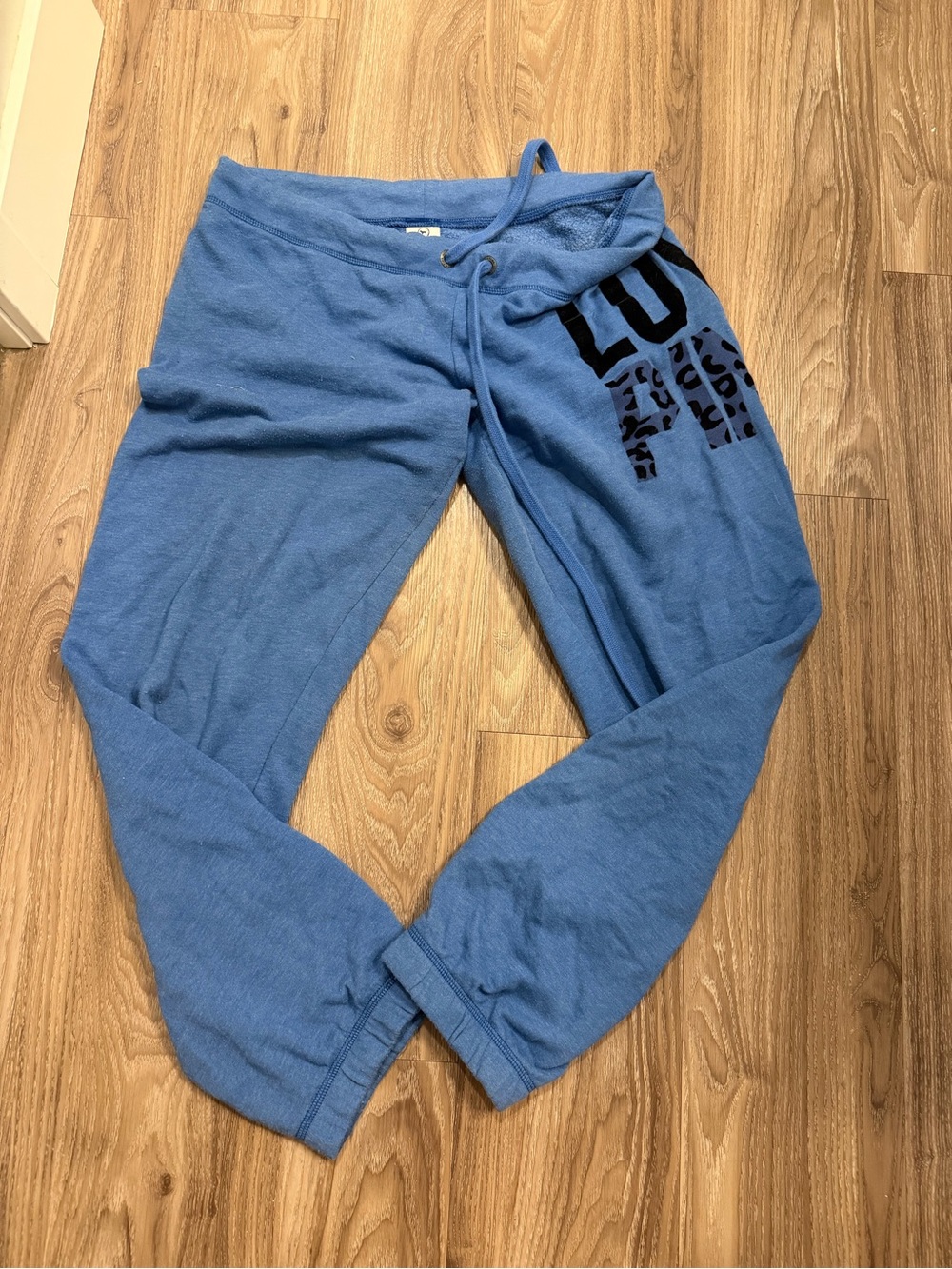Victoria's Secret Blue Girls' Sweatpants with Black Side Logo
